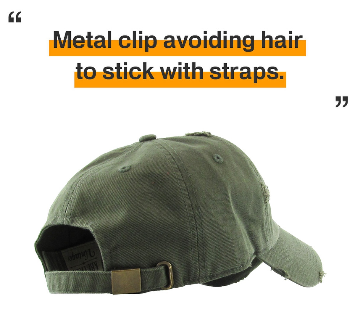 Olive Distressed Vintage Baseball Cap Back Side View